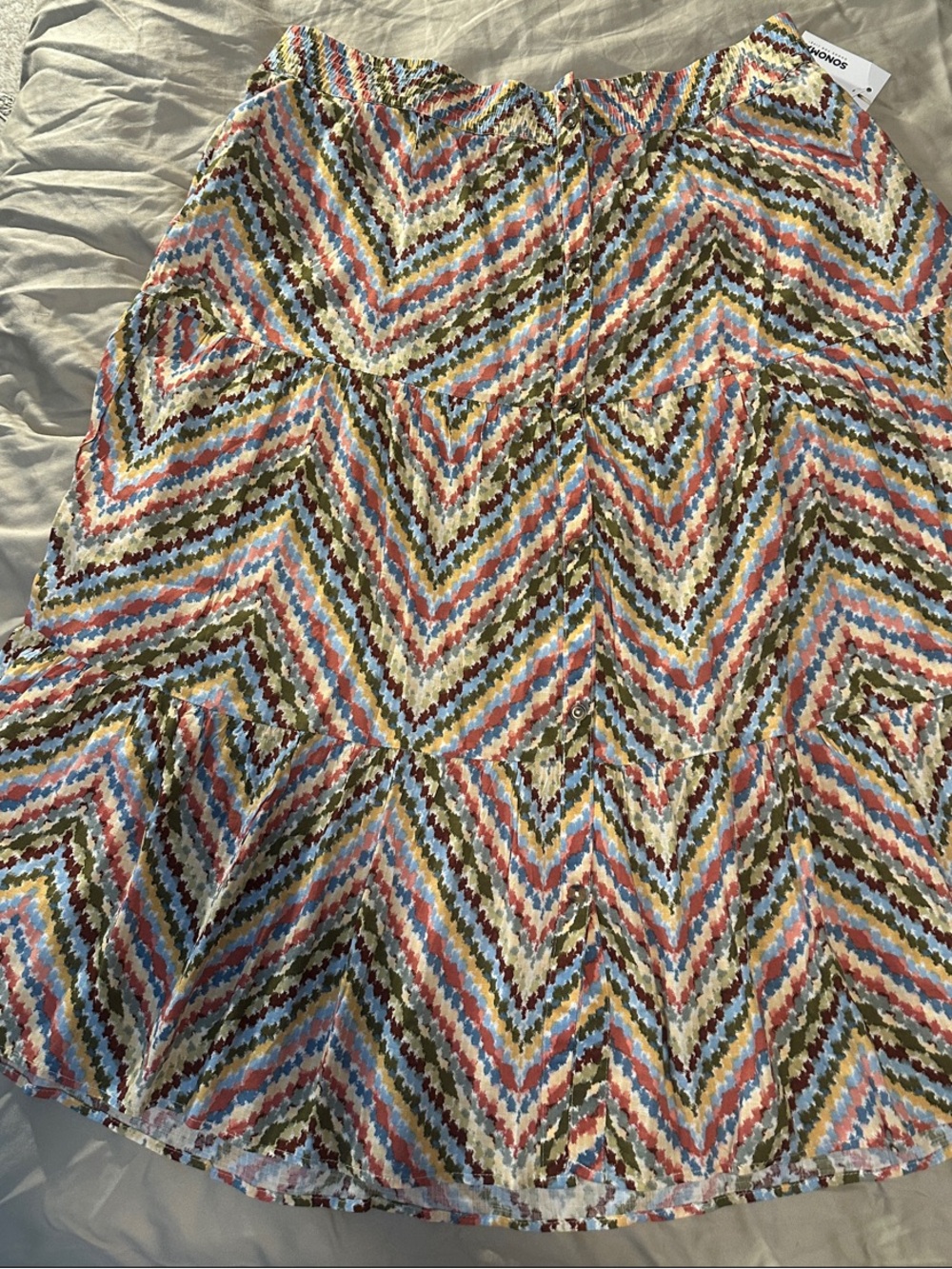 Tiered Chevron Midi Skirt in Multicolor